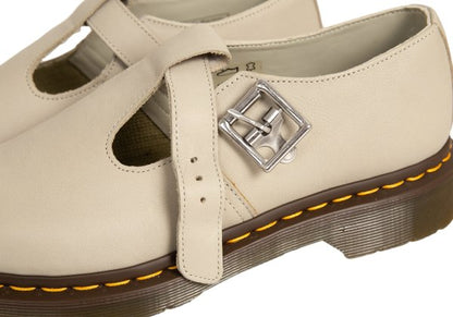 Dr.Martens POLLEY T-Bar Leather Shoes Greige Sneakers Size UK7 (26cm)