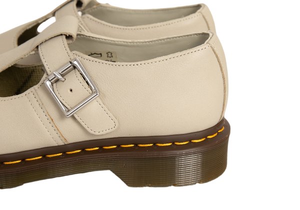 Dr.Martens POLLEY T-Bar Leather Shoes Greige Sneakers Size UK7 (26cm)