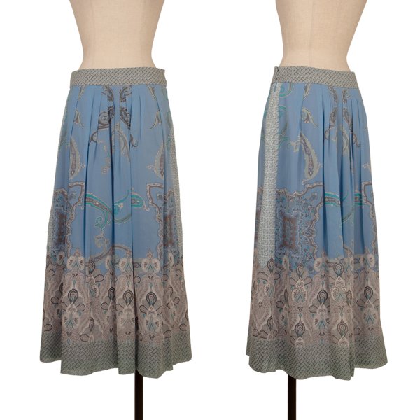 yoshie inaba Silk Paisley Print Midi Skirt Blue Size 9