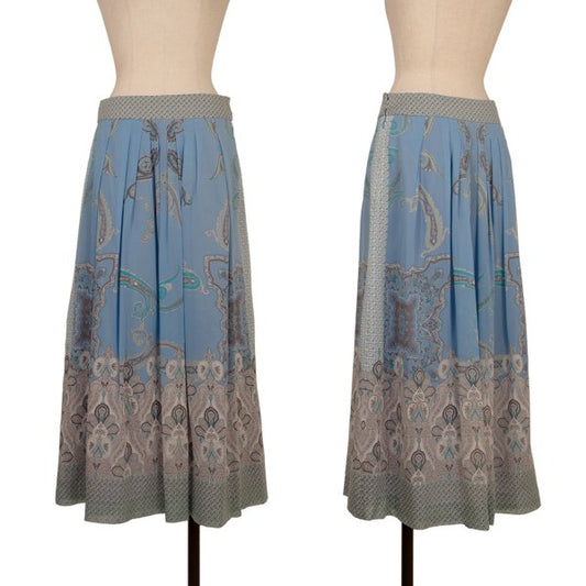 yoshie inaba Silk Paisley Print Midi Skirt Blue Size 9