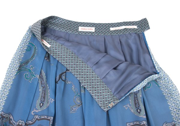 yoshie inaba Silk Paisley Print Midi Skirt Blue Size 9