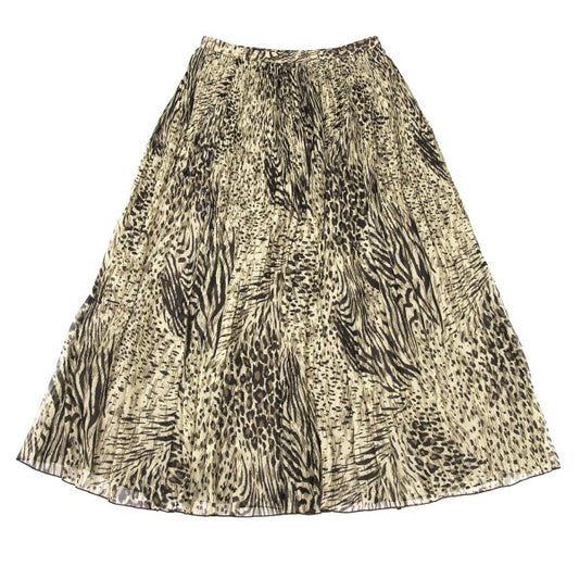 K OF KRIZIA Animal Print Pleated Skirt Beige Size 40