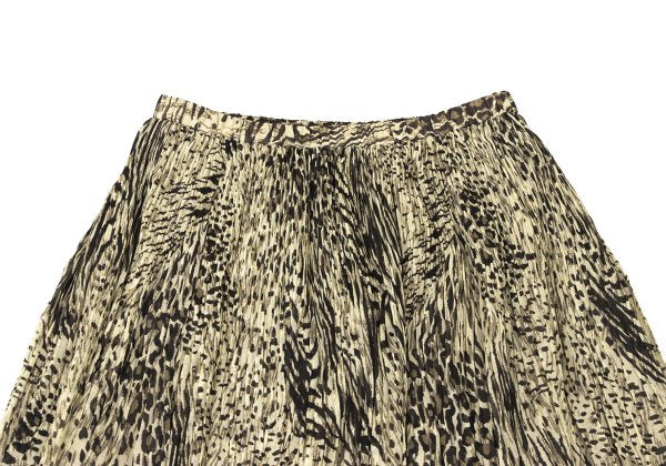 K OF KRIZIA Animal Print Pleated Skirt Beige Size 40