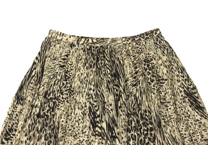 K OF KRIZIA Animal Print Pleated Skirt Beige Size 40