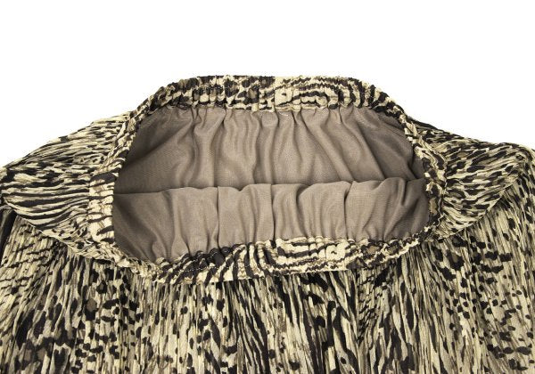 K OF KRIZIA Animal Print Pleated Skirt Beige Size 40