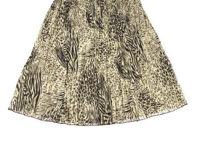 K OF KRIZIA Animal Print Pleated Skirt Beige Size 40