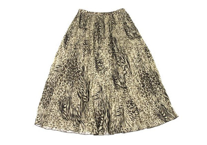 K OF KRIZIA Animal Print Pleated Skirt Beige Size 40