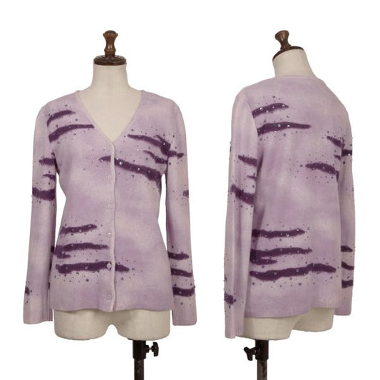K OF KRIZIA Angora Wool Sequin Knit Cardigan Purple Size 40