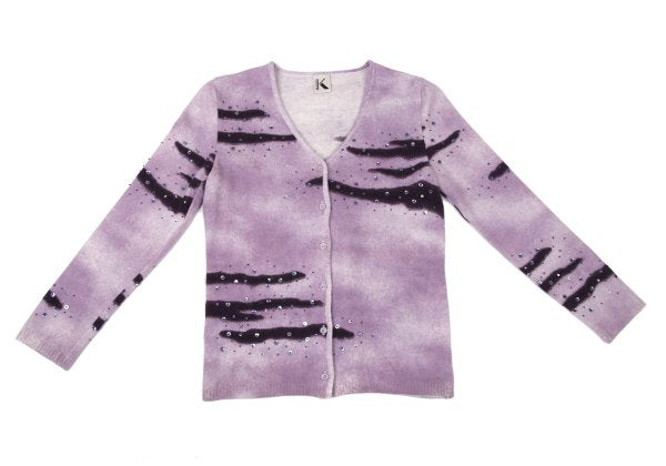 K OF KRIZIA Angora Wool Sequin Knit Cardigan Purple Size 40