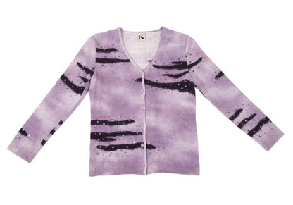 K OF KRIZIA Angora Wool Sequin Knit Cardigan Purple Size 40