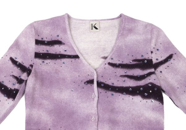 K OF KRIZIA Angora Wool Sequin Knit Cardigan Purple Size 40