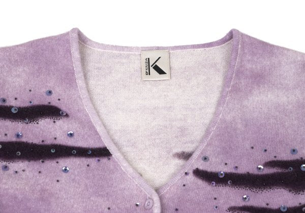 K OF KRIZIA Angora Wool Sequin Knit Cardigan Purple Size 40