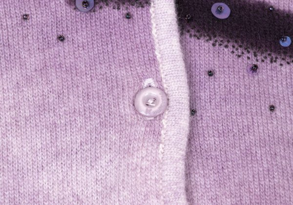 K OF KRIZIA Angora Wool Sequin Knit Cardigan Purple Size 40
