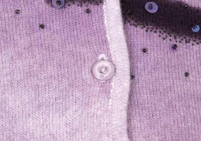 K OF KRIZIA Angora Wool Sequin Knit Cardigan Purple Size 40