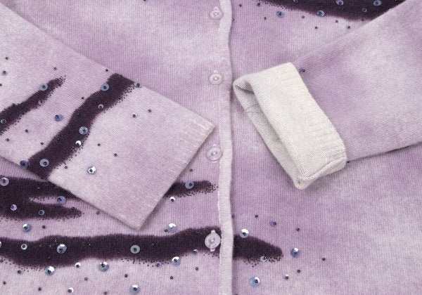 K OF KRIZIA Angora Wool Sequin Knit Cardigan Purple Size 40