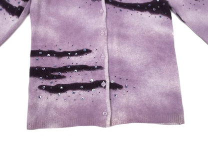 K OF KRIZIA Angora Wool Sequin Knit Cardigan Purple Size 40
