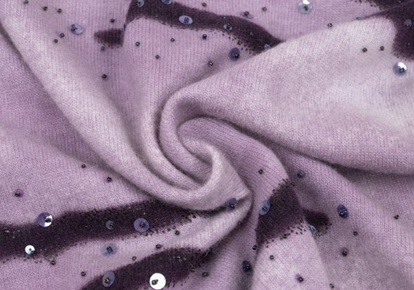 K OF KRIZIA Angora Wool Sequin Knit Cardigan Purple Size 40