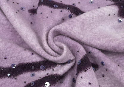 K OF KRIZIA Angora Wool Sequin Knit Cardigan Purple Size 40