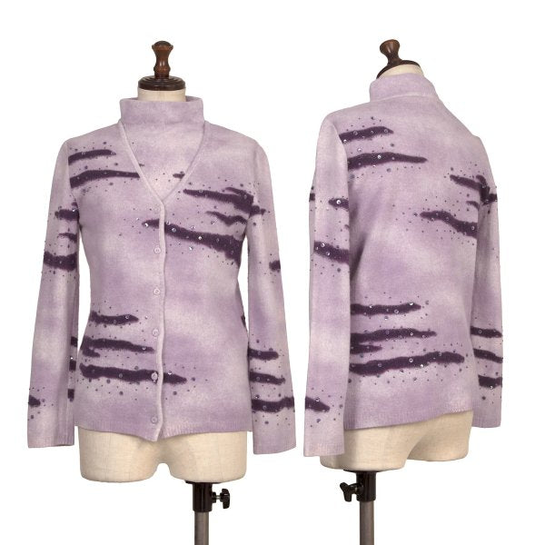 K OF KRIZIA Angora Wool Sequin Knit Cardigan Purple Size 40