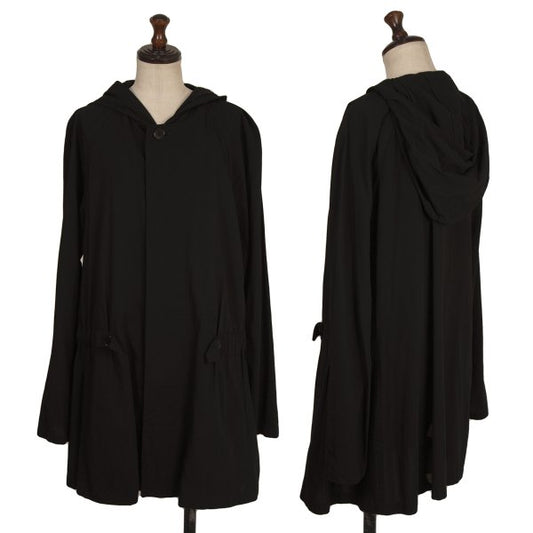 Y's 14AW Rayon Cotton Hooded Jacket Black Size 2