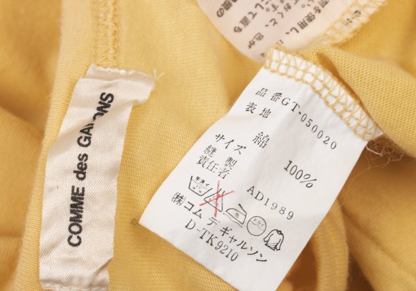 COMME des GARCONS Cotton Long Sleeve Top Yellow Size M