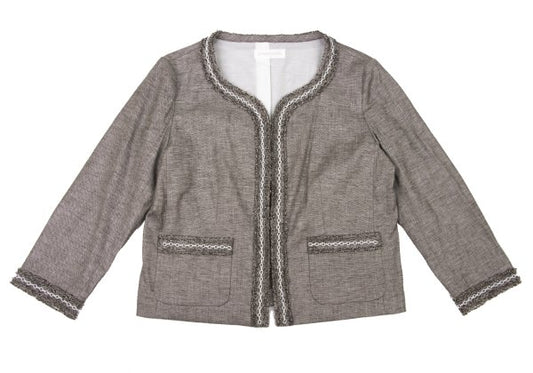 yoshie inaba Linen Blend Chain Fringe Jacket Brown Size 9