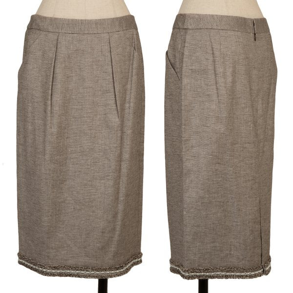 yoshie inaba Linen Blend Fringe Taping Skirt Brown Size 9