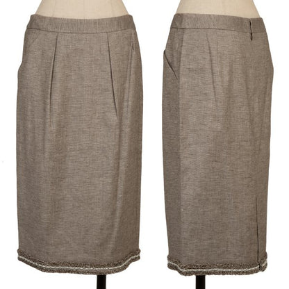 yoshie inaba Linen Blend Fringe Taping Skirt Brown Size 9