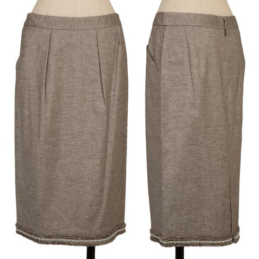 yoshie inaba Linen Blend Fringe Taping Skirt Brown Size 9