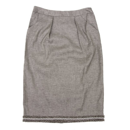 yoshie inaba Linen Blend Fringe Taping Skirt Brown Size 9
