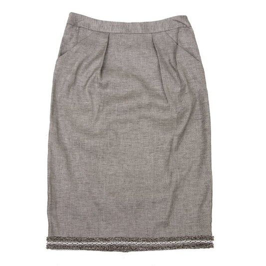 yoshie inaba Linen Blend Fringe Taping Skirt Brown Size 9