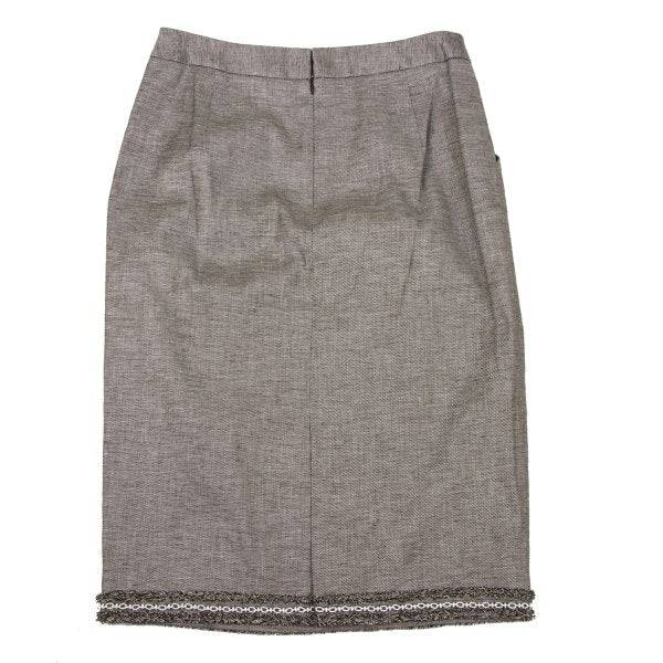 yoshie inaba Linen Blend Fringe Taping Skirt Brown Size 9