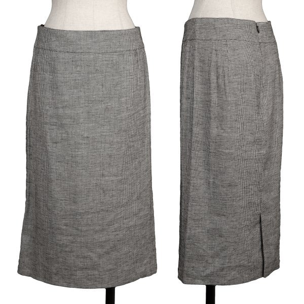YOSHIE INABA Linen Blend Back Slit Skirt Black Size 9