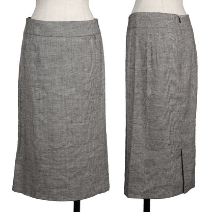 YOSHIE INABA Linen Blend Back Slit Skirt Black Size 9