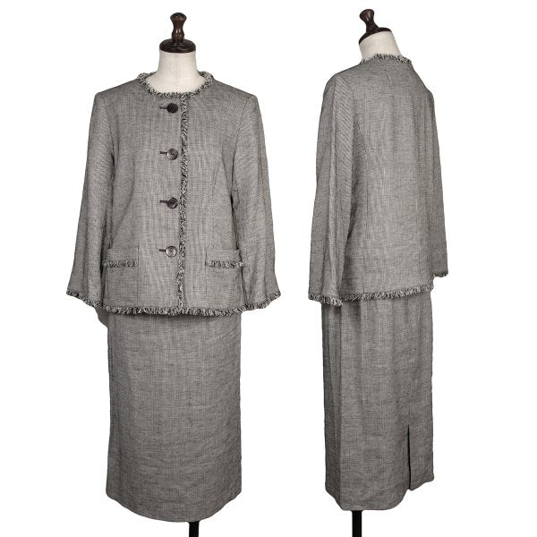YOSHIE INABA Linen Blend Back Slit Skirt Black Size 9