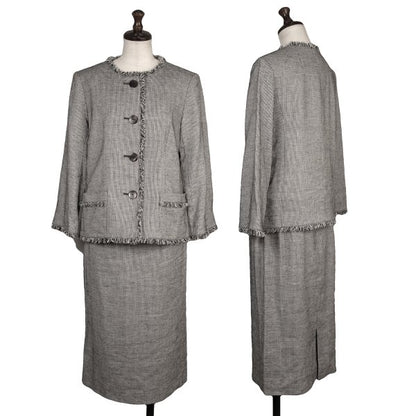 YOSHIE INABA Linen Blend Back Slit Skirt Black Size 9