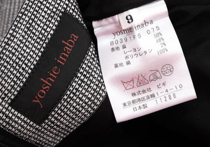 YOSHIE INABA Linen Blend Back Slit Skirt Black Size 9