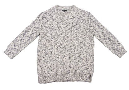 Theory Cotton Blend 3/4 Sleeve Knit Sweater White Size S
