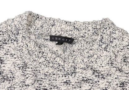 Theory Cotton Blend 3/4 Sleeve Knit Sweater White Size S