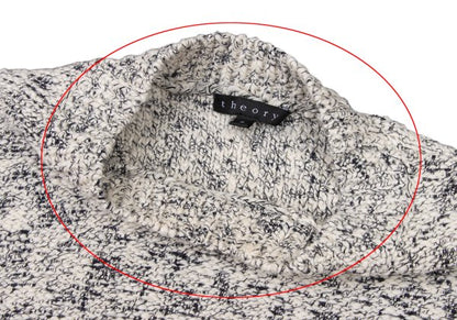Theory Cotton Blend 3/4 Sleeve Knit Sweater White Size S