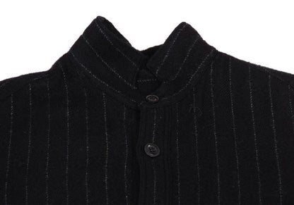 Y's Wool Brushed Stripe Stand Collar Dress Black Size 2