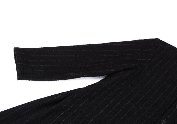 Y's Wool Brushed Stripe Stand Collar Dress Black Size 2