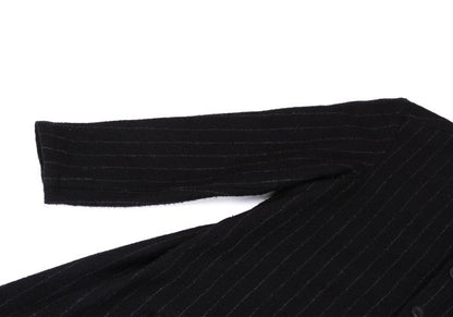 Y's Wool Brushed Stripe Stand Collar Dress Black Size 2