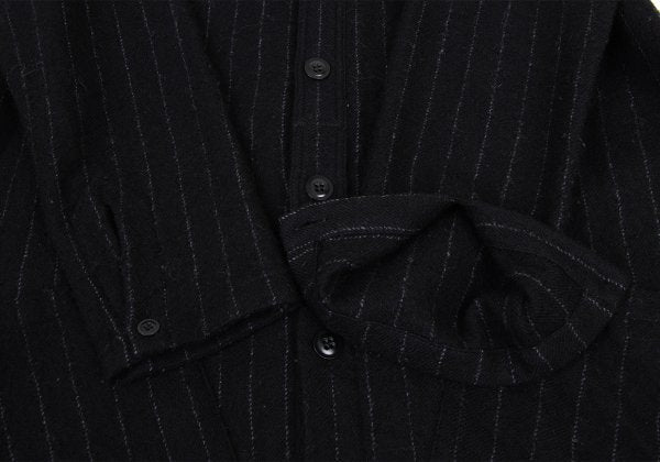 Y's Wool Brushed Stripe Stand Collar Dress Black Size 2