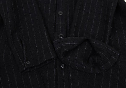 Y's Wool Brushed Stripe Stand Collar Dress Black Size 2
