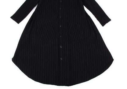 Y's Wool Brushed Stripe Stand Collar Dress Black Size 2