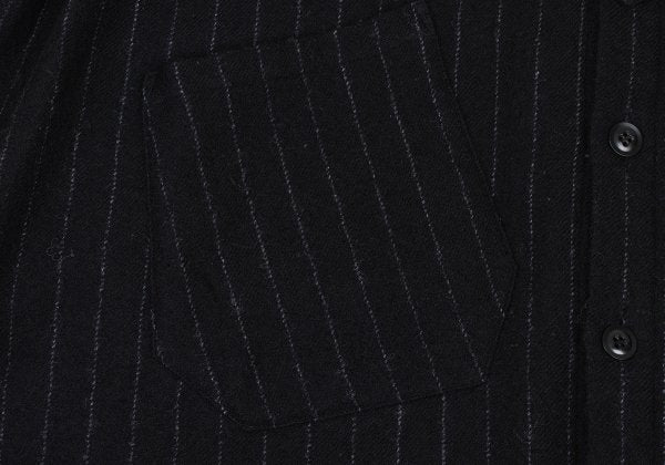 Y's Wool Brushed Stripe Stand Collar Dress Black Size 2