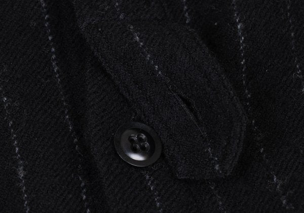 Y's Wool Brushed Stripe Stand Collar Dress Black Size 2