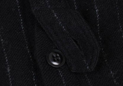 Y's Wool Brushed Stripe Stand Collar Dress Black Size 2