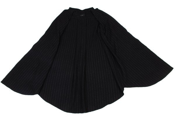 Y's Wool Brushed Stripe Stand Collar Dress Black Size 2